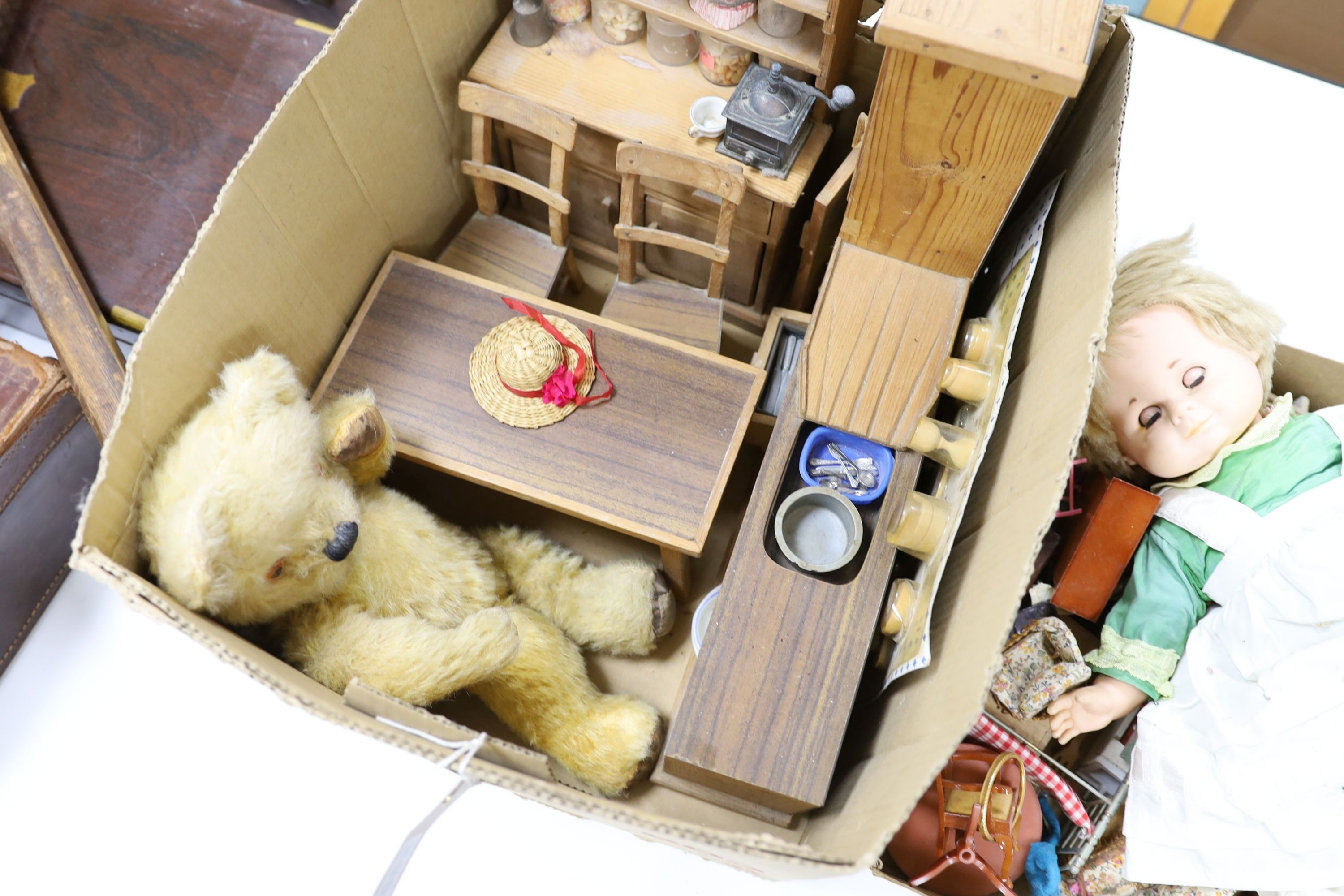 Dolls house contents and soft toys